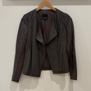 Trouve taupe Leather Jacket